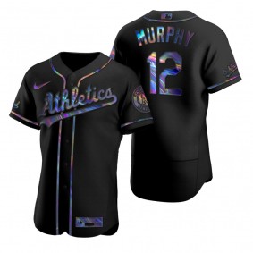 Oakland Athletics Sean Murphy Nike Black Authentic Holographic Golden Edition Jersey