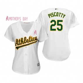 2019 Mother's Day Stephen Piscotty Oakland Athletics White Jersey