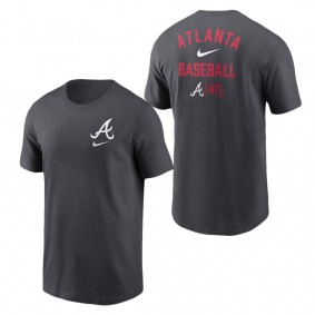 Men's Atlanta Braves Nike Charcoal Logo Sketch Bar T-Shirt