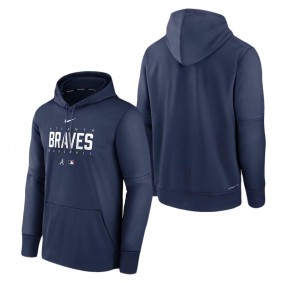 Men's Atlanta Braves Navy Authentic Collection Pregame Performance Pullover Hoodie