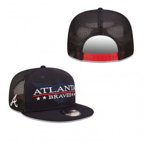 Men's Atlanta Braves Navy Black Patriot Trucker 9FIFTY Snapback Hat