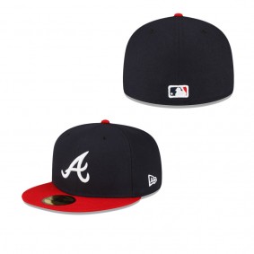 Men's Atlanta Braves Navy Red Authentic Collection Replica 59FIFTY Fitted Hat