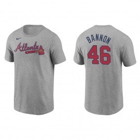Men's Atlanta Braves Rylan Bannon Gray Name & Number T-Shirt