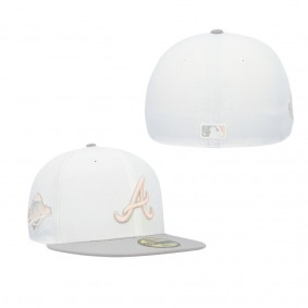Men's Atlanta Braves White Gray 1995 World Series Side Patch Peach Undervisor 59FIFTY Fitted Hat