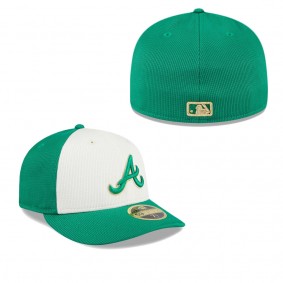 Men's Atlanta Braves White Green 2024 St. Patrick's Day Low Profile 59FIFTY Fitted Hat