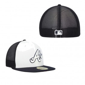 Men's Atlanta Braves White Navy 2023 On-Field Batting Practice 59FIFTY Fitted Hat