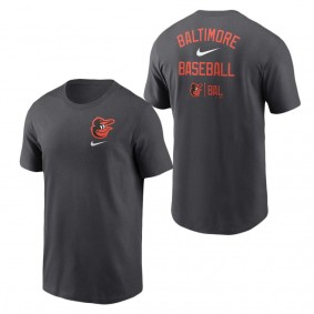 Men's Baltimore Orioles Nike Charcoal Logo Sketch Bar T-Shirt