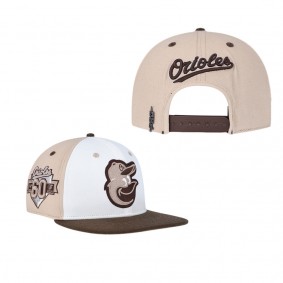 Men's Baltimore Orioles Pro Standard White Brown Chocolate Ice Cream Drip Snapback Hat