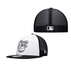Men's Baltimore Orioles White Black 2023 On-Field Batting Practice 59FIFTY Fitted Hat