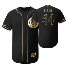 2019 Golden Edition Chicago Cubs Black #44 Anthony Rizzo Flex Base Jersey Men's