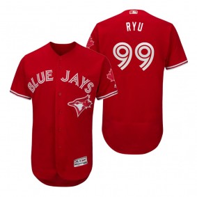 Toronto Blue Jays Hyun-Jin Ryu Flex Base Scarlet Canada Day Jersey