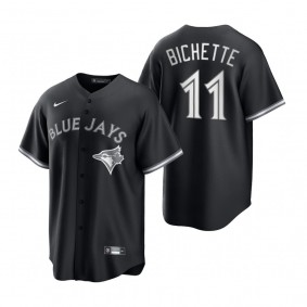 Men's Toronto Blue Jays Bo Bichette Nike Black White 2021 All Black Fashion Replica Jersey