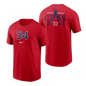 Men's Boston Red Sox David Ortiz Red 2022 Hall of Fame Essential T-Shirt