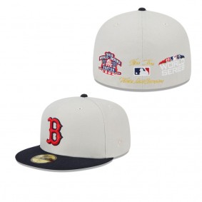 Men's Boston Red Sox Gray Navy World Class Back Patch 59FIFTY Fitted Hat