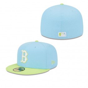 Men's Boston Red Sox Light Blue Neon Green Spring Color Two-Tone 59FIFTY Fitted Hat