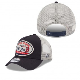 Men's Boston Red Sox Navy 2023 Spring Training Patch A-Frame Trucker 9FORTY Snapback Hat