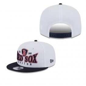 Men's Boston Red Sox White Navy Crest 9FIFTY Snapback Hat