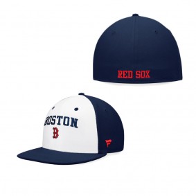 Men's Boston Red Sox White Navy Iconic Color Blocked Fitted Hat