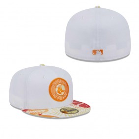 Men's Boston Red Sox White Orange Flamingo 59FIFTY Fitted Hat