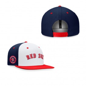 Men's Boston Red Sox  White Red Iconic Color Blocked Snapback Hat