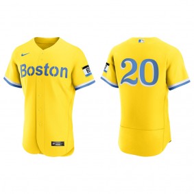 Men's Boston Red Sox Yu Chang Gold Light Blue City Connect Authentic Jersey