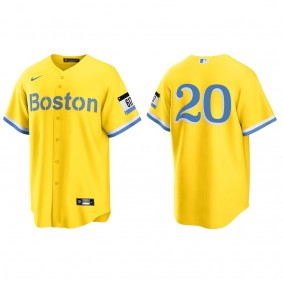 Men's Boston Red Sox Yu Chang Gold Light Blue City Connect Replica Jersey