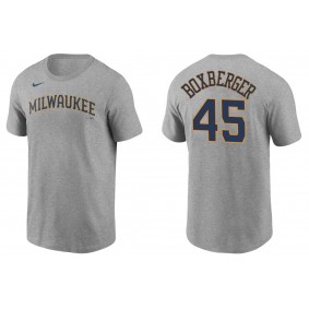 Men's Milwaukee Brewers Brad Boxberger Gray Name & Number T-Shirt