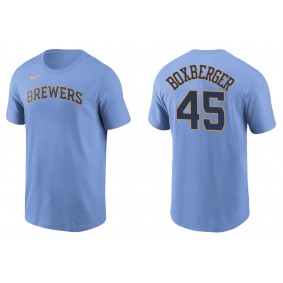 Men's Milwaukee Brewers Brad Boxberger Light Blue Name & Number T-Shirt