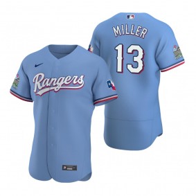 Men's Texas Rangers Brad Miller Light Blue Authentic Alternate Jersey