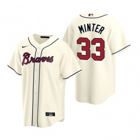 Men's Atlanta Braves A.J. Minter Nike Cream Replica Alternate Jersey