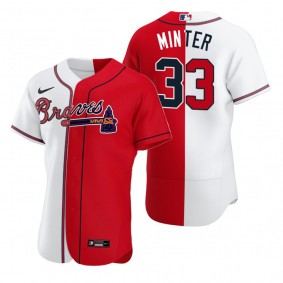 Atlanta Braves A.J. Minter White Red Split Two-Tone Jersey