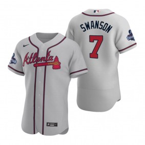 Atlanta Braves Dansby Swanson Gray 2021 World Series Champions Authentic Jersey