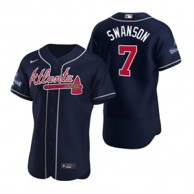 Atlanta Braves Dansby Swanson Navy 2021 World Series Champions Authentic Jersey