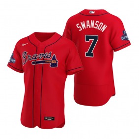 Atlanta Braves Dansby Swanson Red 2021 World Series Champions Authentic Jersey