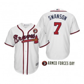2019 Armed Forces Day Dansby Swanson Atlanta Braves White Jersey