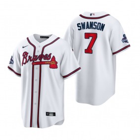 Atlanta Braves Dansby Swanson White 2021 World Series Champions Replica Jersey