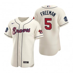 Atlanta Braves Freddie Freeman Cream 2021 World Series Authentic Jersey
