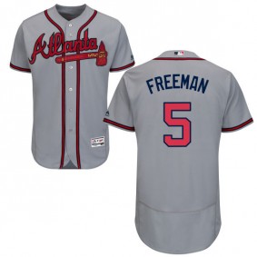 Male Atlanta Braves #5 Freddie Freeman Gray Flexbase Collection Jersey