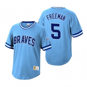 Atlanta Braves Freddie Freeman Mitchell & Ness Light Blue Cooperstown Collection Wild Pitch Jersey T-Shirt