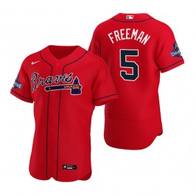 Atlanta Braves Freddie Freeman Red 2021 World Series Champions Authentic Jersey