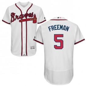 Male Atlanta Braves #5 Freddie Freeman White Flexbase Collection Jersey