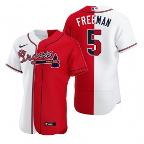 Freddie Freeman Atlanta Braves White Red Split Two-Tone Jersey