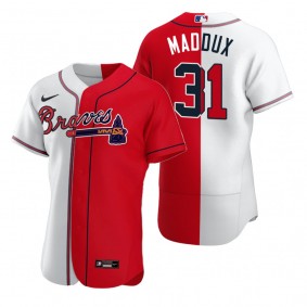 Atlanta Braves Greg Maddux Nike White Red Authentic Split Jersey