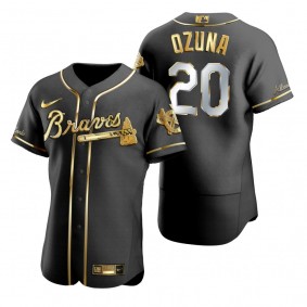 Atlanta Braves Marcell Ozuna Nike Black Gold Edition Authentic Jersey