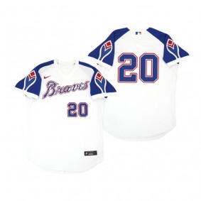 Atlanta Braves Marcell Ozuna White Throwback Home Cooperstown Jersey