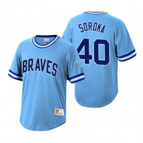 Atlanta Braves Mike Soroka Mitchell & Ness Light Blue Cooperstown Collection Wild Pitch Jersey T-Shirt