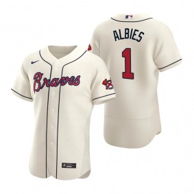 Men's Atlanta Braves Ozzie Albies Nike Cream Authentic 2020 Alternate Jersey