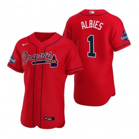 Atlanta Braves Ozzie Albies Red 2021 World Series Champions Authentic Jersey