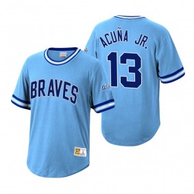 Atlanta Braves Ronald Acuna Jr. Mitchell & Ness Light Blue Cooperstown Collection Wild Pitch Jersey T-Shirt