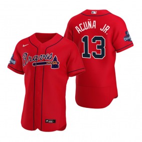 Atlanta Braves Ronald Acuna Jr. Red 2021 World Series Champions Authentic Jersey